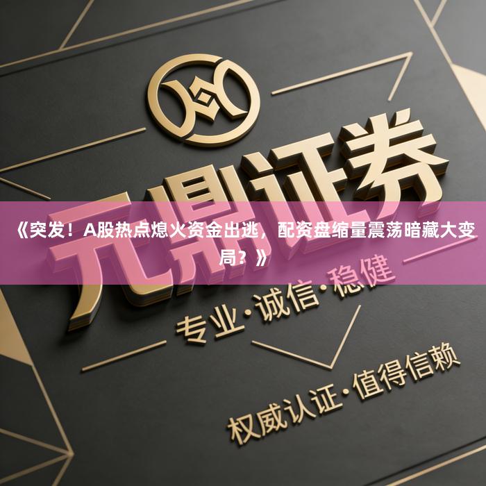 《突发！A股热点熄火资金出逃，配资盘缩量震荡暗藏大变局？》