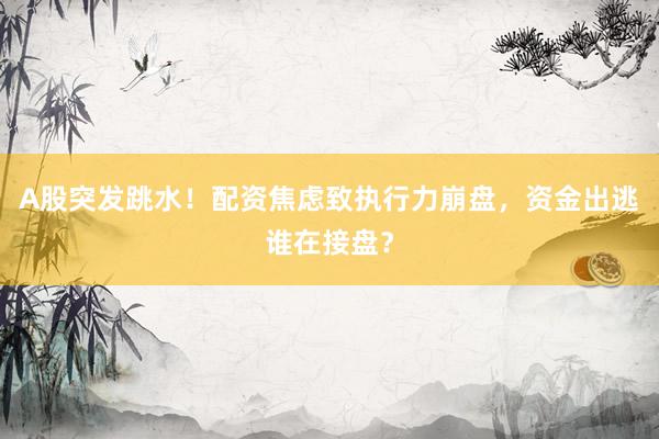 A股突发跳水！配资焦虑致执行力崩盘，资金出逃谁在接盘？