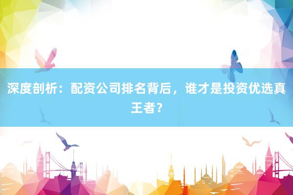 深度剖析：配资公司排名背后，谁才是投资优选真王者？