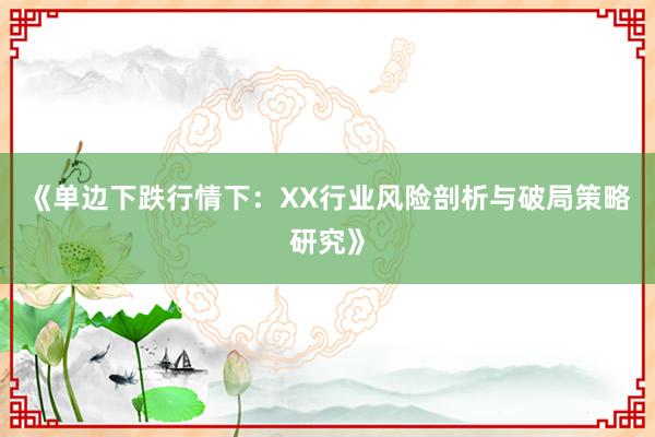 《单边下跌行情下：XX行业风险剖析与破局策略研究》