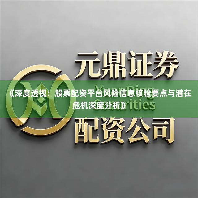 《深度透视：股票配资平台风险信息核验要点与潜在危机深度分析》